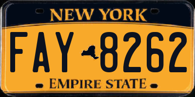 NY license plate FAY8262