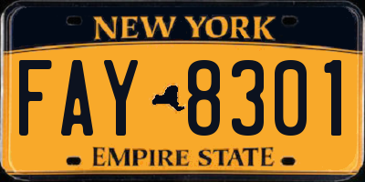 NY license plate FAY8301