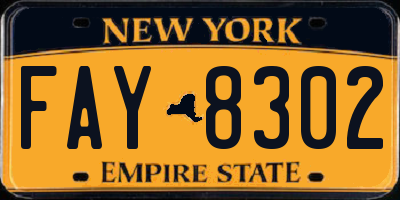 NY license plate FAY8302