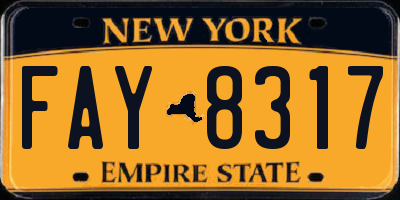 NY license plate FAY8317