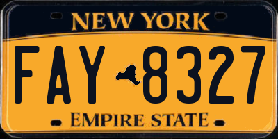 NY license plate FAY8327