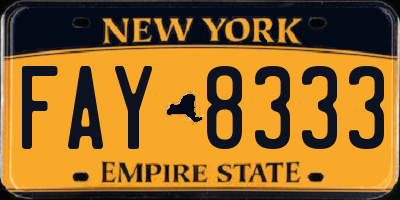 NY license plate FAY8333