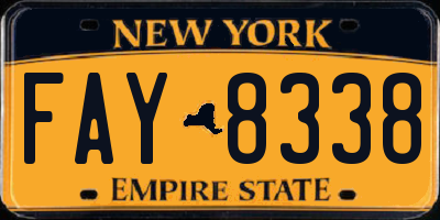 NY license plate FAY8338
