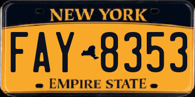 NY license plate FAY8353