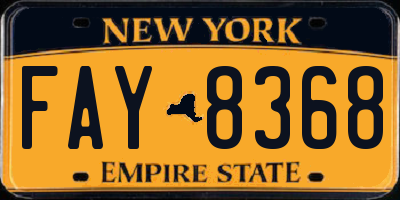 NY license plate FAY8368
