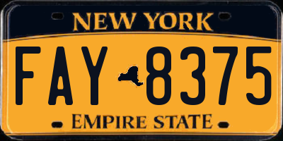 NY license plate FAY8375