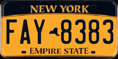 NY license plate FAY8383