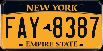 NY license plate FAY8387