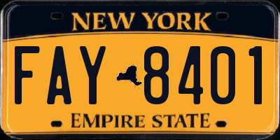 NY license plate FAY8401