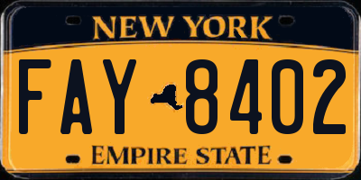 NY license plate FAY8402