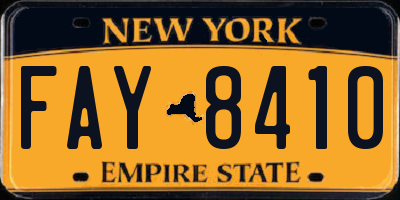 NY license plate FAY8410