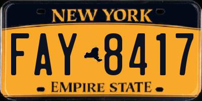 NY license plate FAY8417