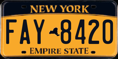 NY license plate FAY8420