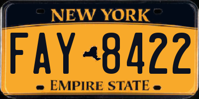 NY license plate FAY8422