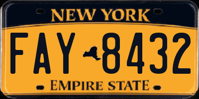 NY license plate FAY8432
