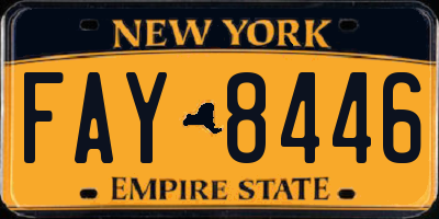 NY license plate FAY8446