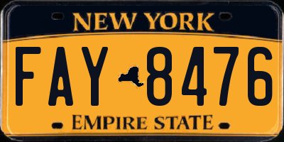 NY license plate FAY8476