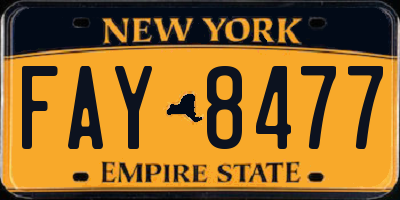 NY license plate FAY8477