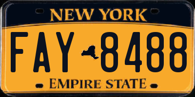 NY license plate FAY8488