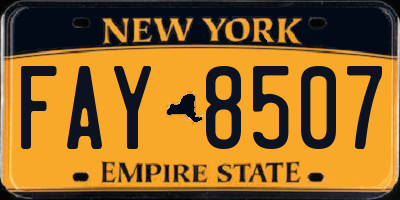 NY license plate FAY8507