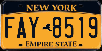 NY license plate FAY8519
