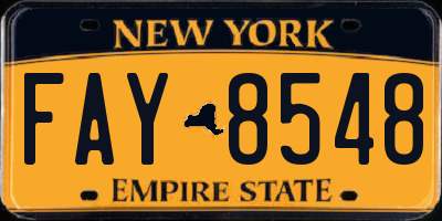NY license plate FAY8548