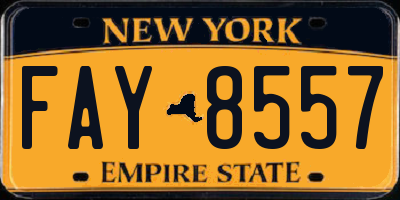 NY license plate FAY8557