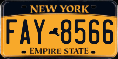 NY license plate FAY8566