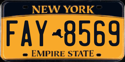 NY license plate FAY8569