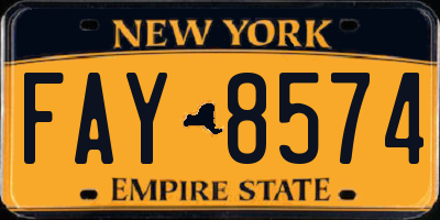 NY license plate FAY8574