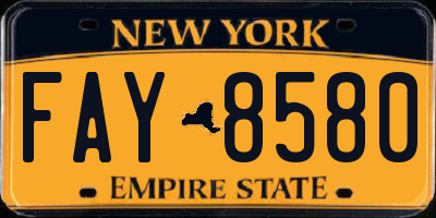 NY license plate FAY8580