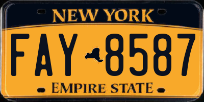 NY license plate FAY8587