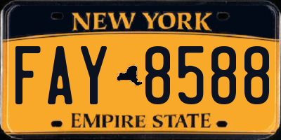 NY license plate FAY8588