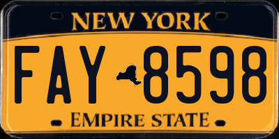 NY license plate FAY8598