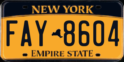 NY license plate FAY8604