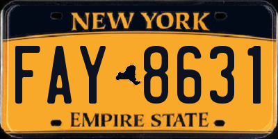 NY license plate FAY8631