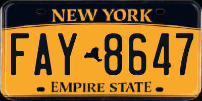 NY license plate FAY8647