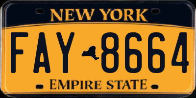 NY license plate FAY8664