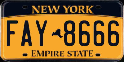 NY license plate FAY8666