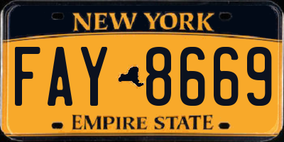 NY license plate FAY8669