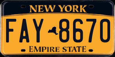 NY license plate FAY8670