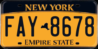 NY license plate FAY8678