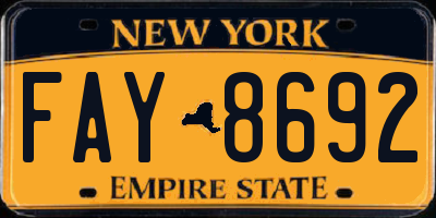 NY license plate FAY8692