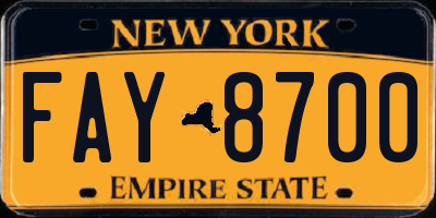 NY license plate FAY8700