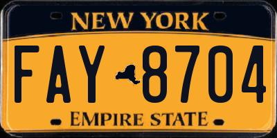 NY license plate FAY8704
