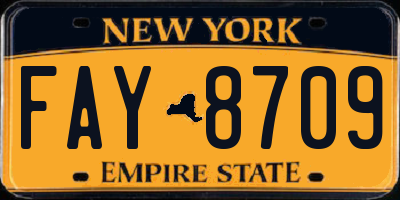 NY license plate FAY8709