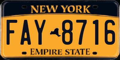 NY license plate FAY8716