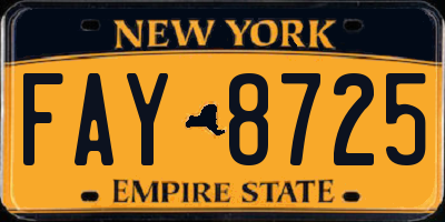 NY license plate FAY8725