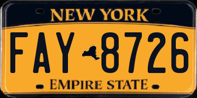 NY license plate FAY8726