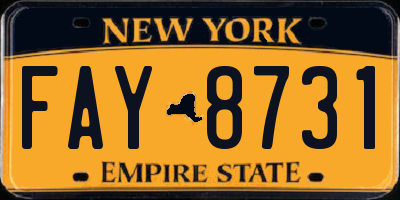 NY license plate FAY8731